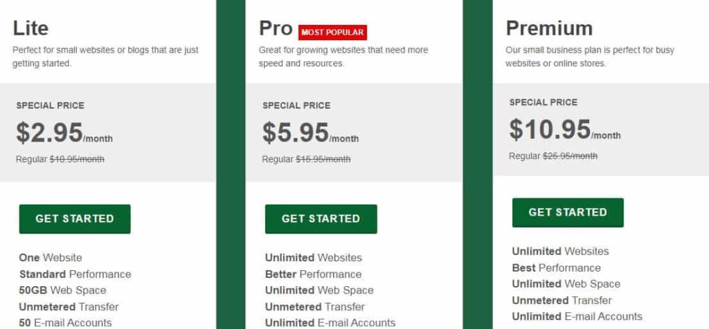 greengeeks shared hosting pricing