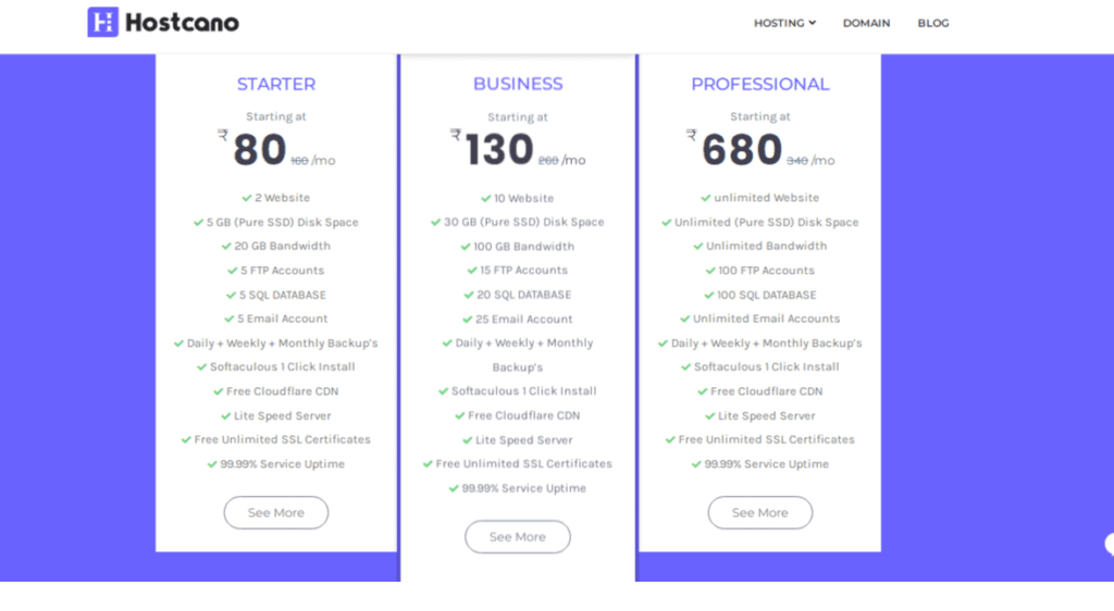 Hostcano Pricing