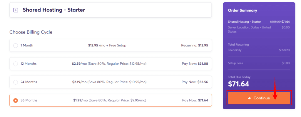 choose billing cycle