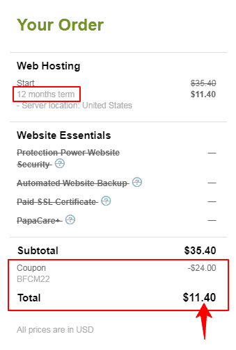 hostpapa black friday discount price