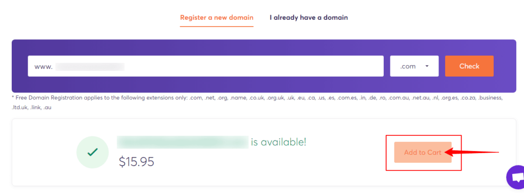 register a free domain with chemicloud