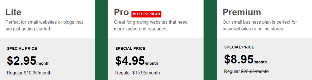greengeeks shared webhosting pricing plans